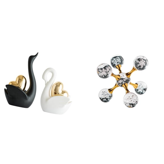 Swan Sculptures Sphere Figurine Table Centerpiece Eco Friendly Ceramic Perfect for Living Room Office Shelf