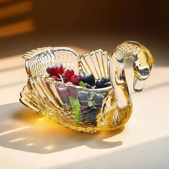 Swan Serving Tray with Colorful Glass, Reusable Plate for Fruit Snacks and Table Decor