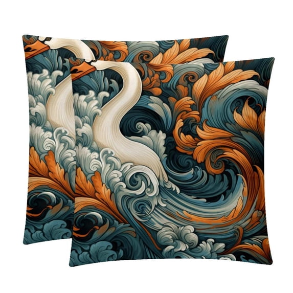 Swan Set of 2 Velvet Throw Pillow with Unique Patterns - 16x16, 18x18, 20x20 Inches for Various Occasions - Pillows Covers Throw Pillow Inserts Pillow Inserts