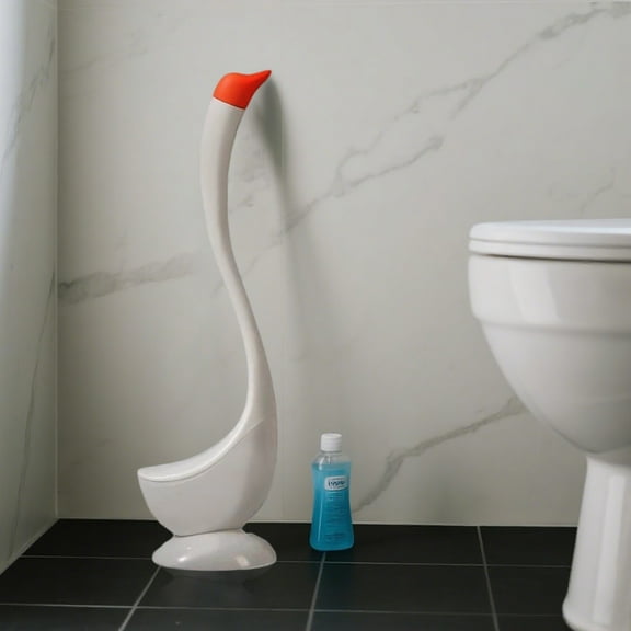 Swan-Shaped Toilet Brush Set with Holder, Long Handle Bathroom Cleaning Brush for Effective Stain Removal and Hygienic Home Cleaning