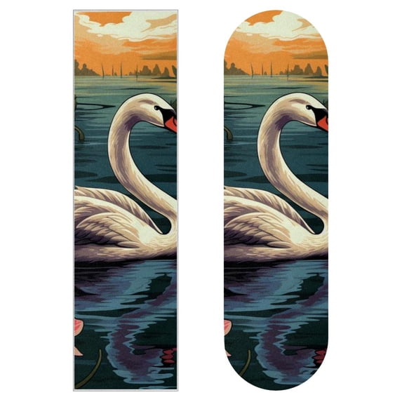 Swan Skateboard Grip Tape Stickers Pack of Two, Emery Surface PVC Backing, 8.8x32.6in/22.4x83cm