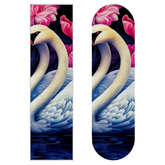 Swan Skateboard Stickers Pack of Two - Emery Surface with PVC Backing, Size 8.8x32.6in/22.4x83 cm - Skateboard Accessories
