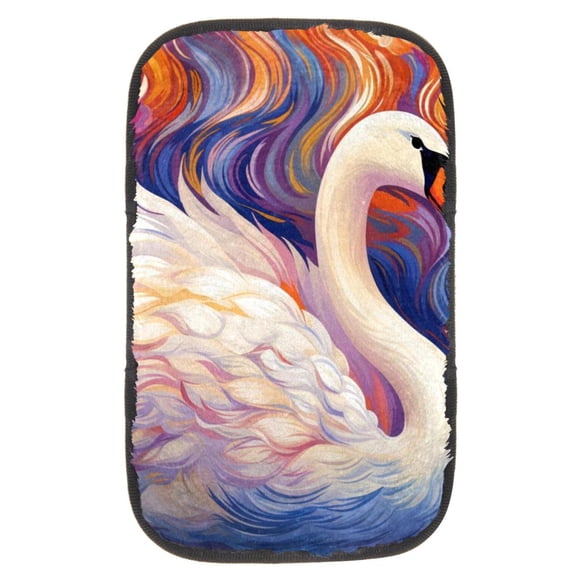 Swan Soft Comfortable Furry Printed Car Armrest Cover Armrest Accessories Car Armrest Mat 12.5x8.2 Inch