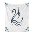 thumbnail image 1 of Swan Soft Flannel Fleece Throw Blanket, Digital Monochrome Swan Shaped Illustration with Curves and Heart Shape Fauna, Cozy Plush for Indoor and Outdoor Use, 50" x 70", White Teal, by Ambesonne, 1 of 6