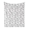 thumbnail image 1 of Swan Soft Flannel Fleece Throw Blanket, Sketch Art Pattern of Swimming Waterfowls of Gentility Grace and Romance, Cozy Plush for Indoor and Outdoor Use, 50" x 70", Black White, by Ambesonne, 1 of 6