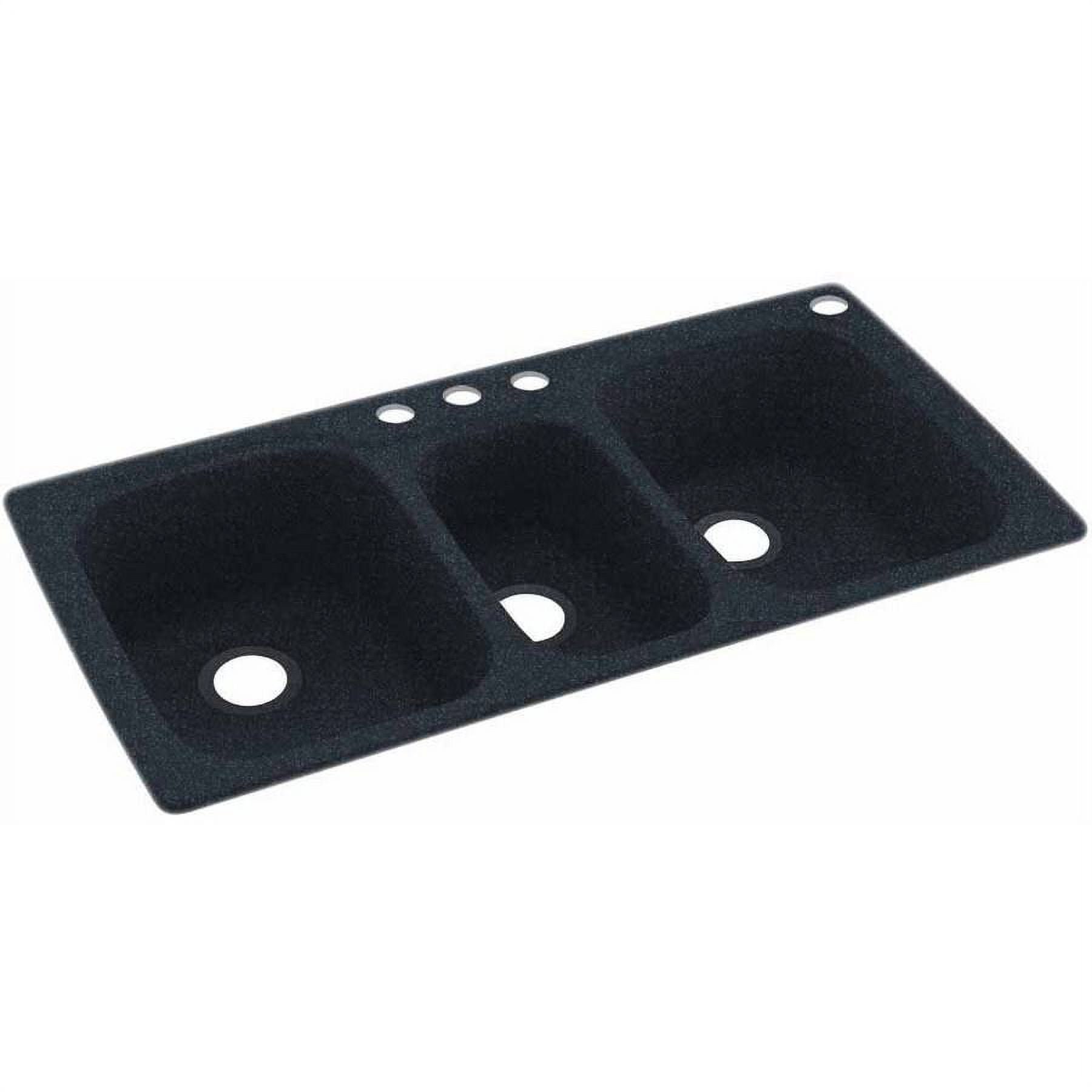 Swan Solid Surface 3-Bowl Kitchen Sink (44" x 22") with 4 Faucet Holes