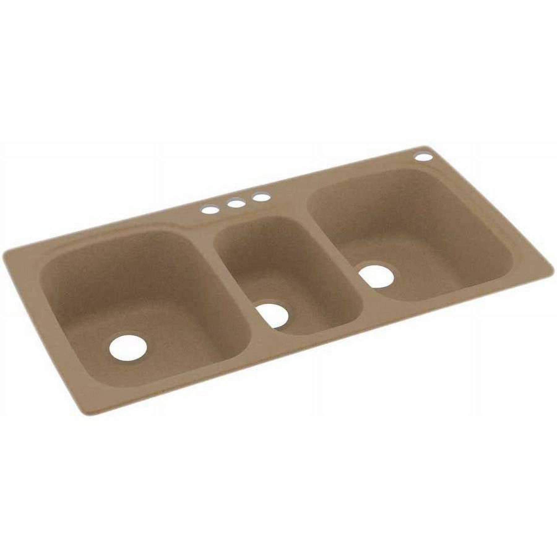 Swan Solid Surface 3-Bowl Kitchen Sink (44" x 22") with 4 Faucet Holes - image 1 of 1