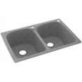 thumbnail image 1 of Swan Solid Surface Double Bowl Kitchen Sink (33" x 22") with 2 Faucet Holes, 1 of 1