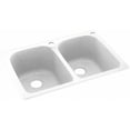 thumbnail image 1 of Swan Solid Surface Double Bowl Kitchen Sink (33" x 22") with 2 Faucet Holes, 1 of 1