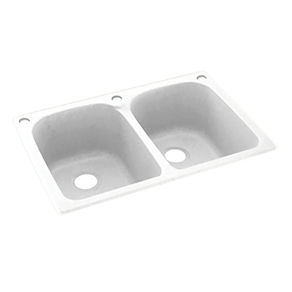 Swanstone KS02233LB 010 3 3 Hole Solid Surface Kitchen Sink 33 x 22 White
