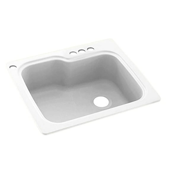 Swanstone KS02522SB 010 4 4 Hole Solid Surface Kitchen Sink 25 x 22 White