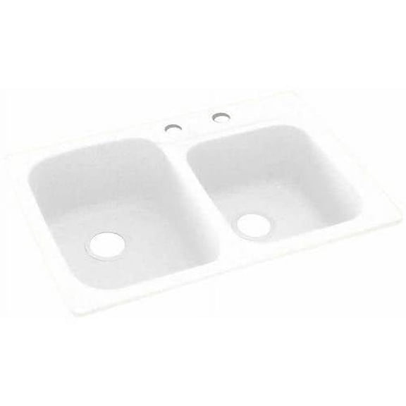 Swan Solid Surface Kitchen Sink (33" x 22") with 2 Faucet Holes