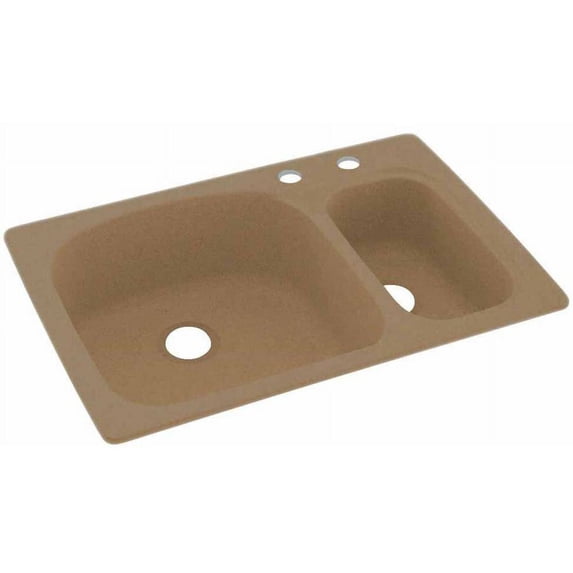 Swan Solid Surface Kitchen Sink (33" x 22") with 2 Faucet Holes