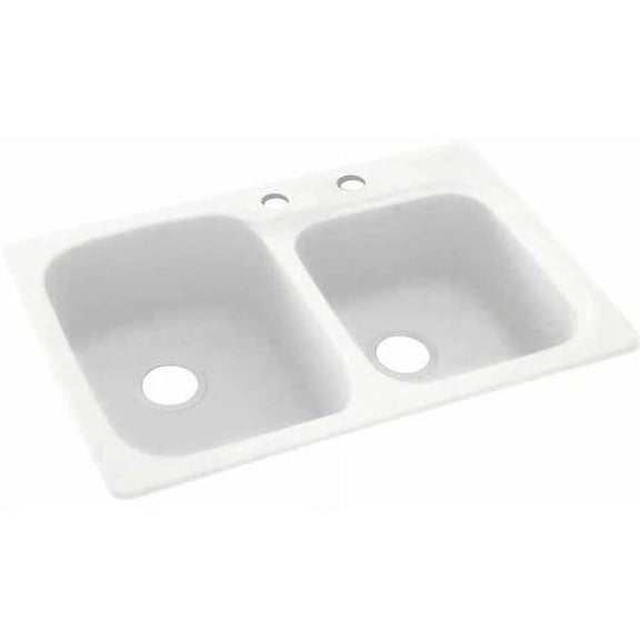 Swan Solid Surface Kitchen Sink (33" x 22") with 2 Faucet Holes