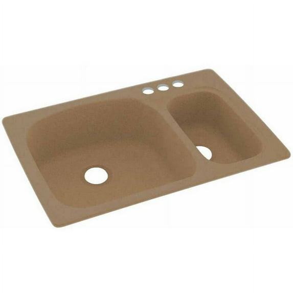 Swan Solid Surface Kitchen Sink (33" x 22") with 3 Faucet Holes