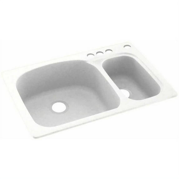 Swanstone KS03322LS.011-4 4-Hole Solid Surface Kitchen Sink, 33" x 22", Tahiti White