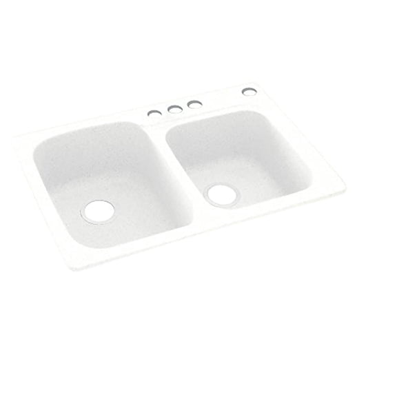 Swanstone KS03322DB 010 4 4 Hole Solid Surface Kitchen Sink 33 x 22 White