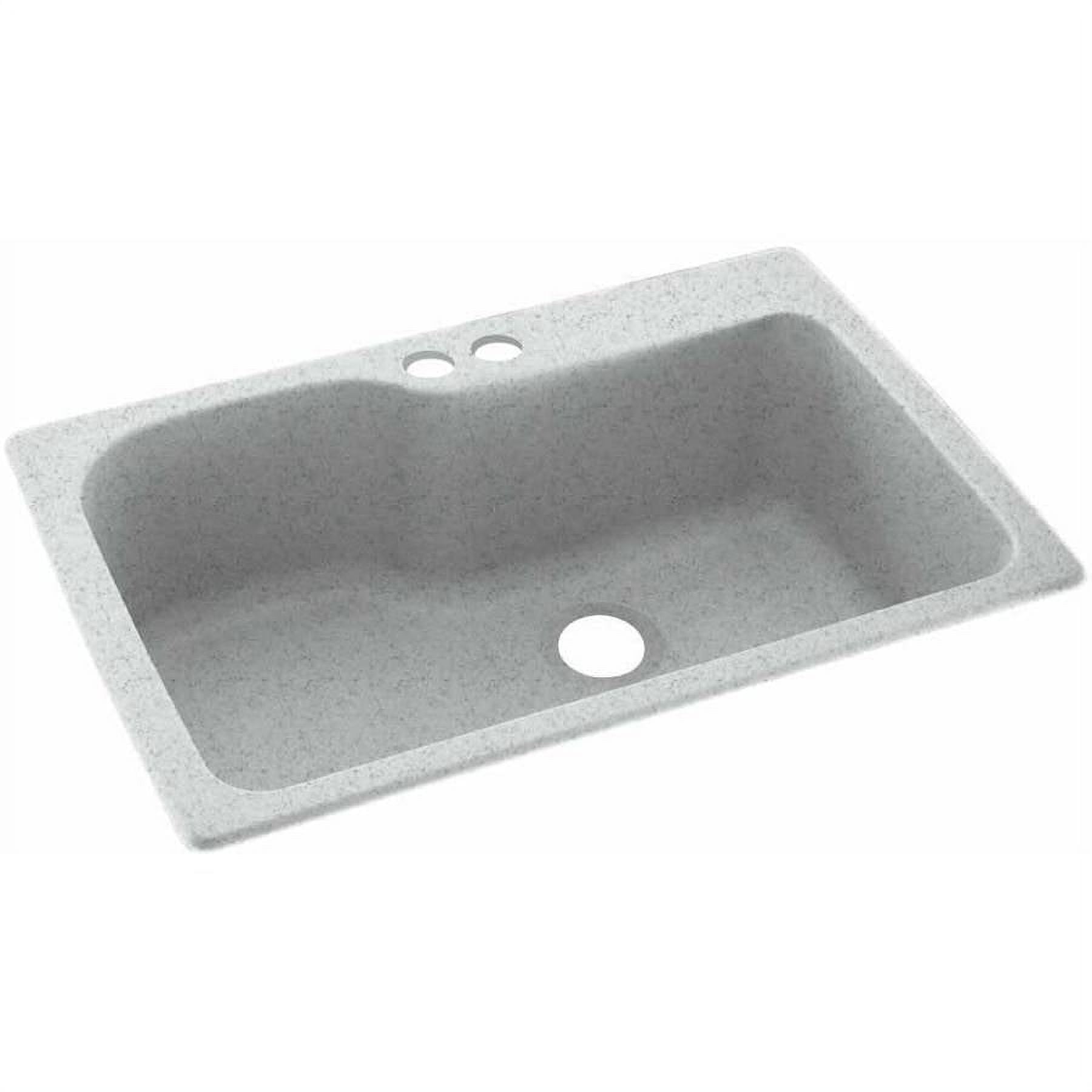 Swan Solid Surface Single Bowl Kitchen Sink (33" x 22") with 2 Faucet Holes