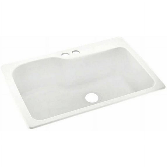 Swan Solid Surface Single Bowl Kitchen Sink (33" x 22") with 2 Faucet Holes