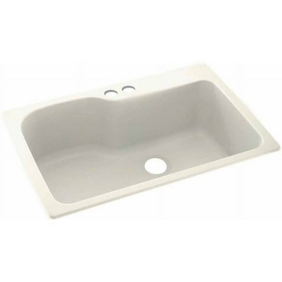 Swan Solid Surface Single Bowl Kitchen Sink (33" x 22") with 2 Faucet Holes