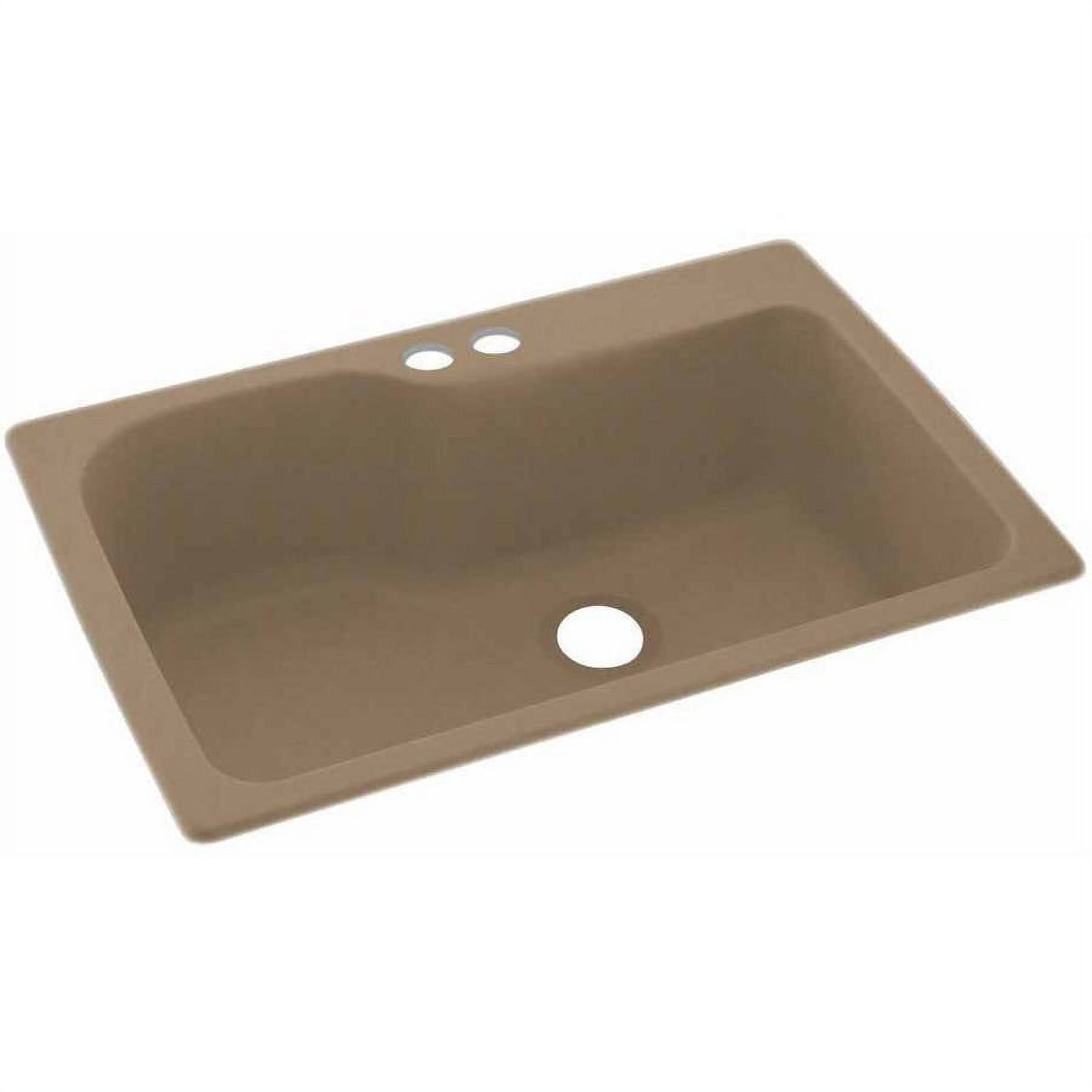 Swan Solid Surface Single Bowl Kitchen Sink (33" x 22") with 2 Faucet Holes