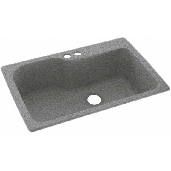 Swan Solid Surface Single Bowl Kitchen Sink (33" x 22") with 2 Faucet Holes