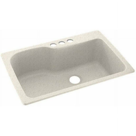 Swan Solid Surface Single Bowl Kitchen Sink (33" x 22") with 3 Faucet Holes