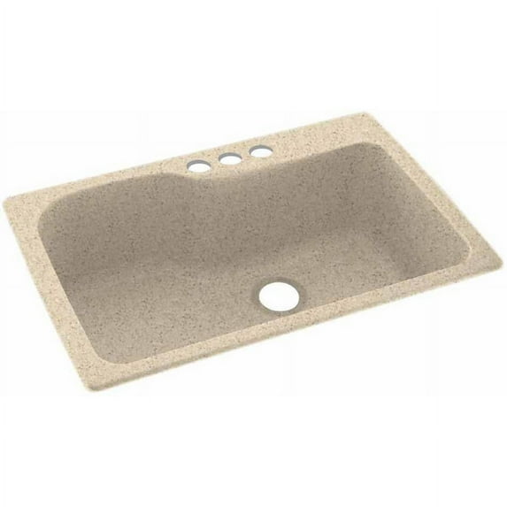Swan Solid Surface Single Bowl Kitchen Sink (33" x 22") with 3 Faucet Holes