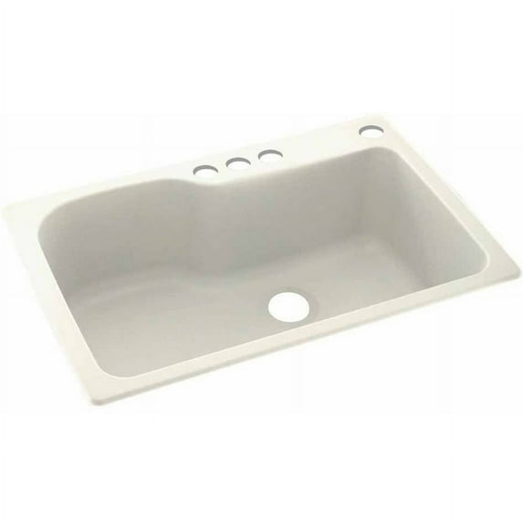 Swan Solid Surface Single Bowl Kitchen Sink (33" x 22") with 4 Faucet Holes