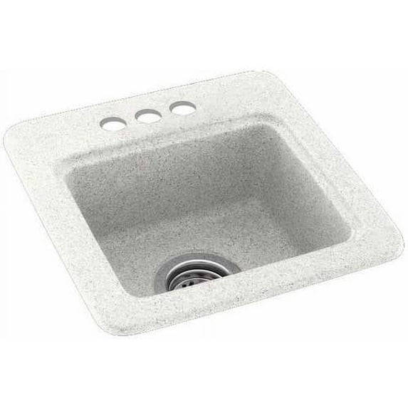Swan Solid Surface Small Bar Sink (15" x 15") with 3 Faucet Holes