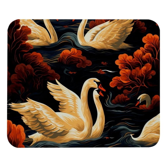 Swan Square Desk Mat Mouse Mat Mouse Pad, 8.3x9.8 Inch, Non-Slip Rubber Bottom, Printed, Suitable for Office and Gaming