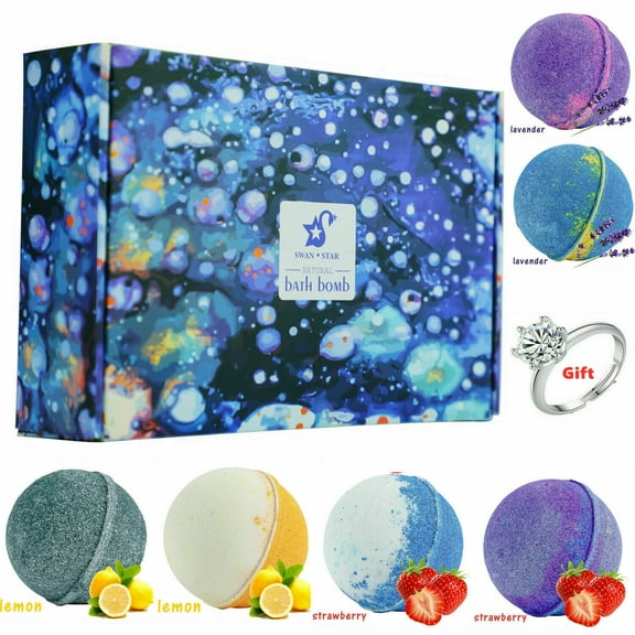 Swan Star 12 Count Bath Bombs With 2PC Rings Essential Oils Bath Bomb Shower Ball Deep Skin Moisture