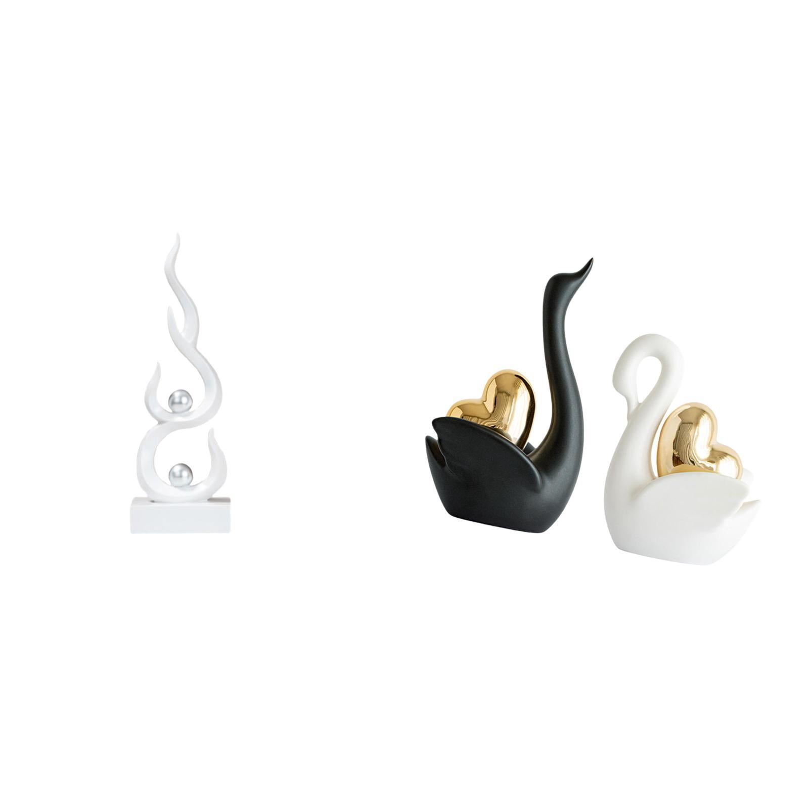 Swan Statue Abstract Fire Sculpture Ceramic Material Tabletop Ornament ...