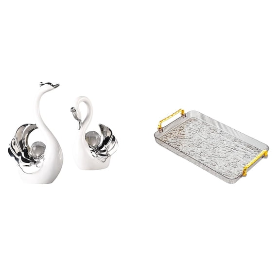 Swan Statue Animals Sculpture Decoration Serving Tray Durable Ceramic for Dining Room Wedding Book Shelf