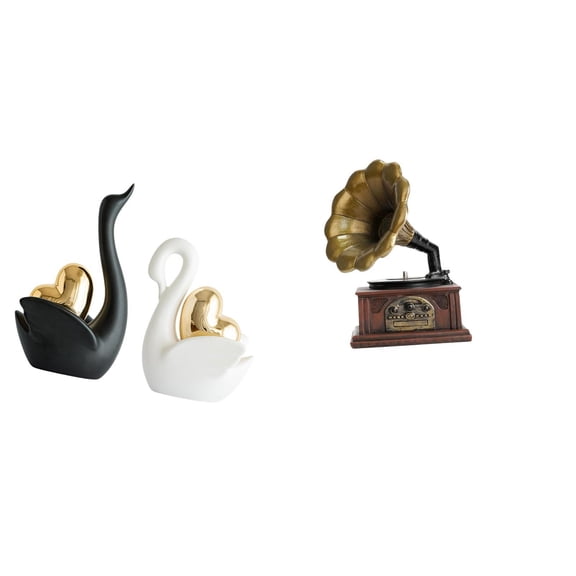 Swan Statue Ceramic Resin Sculpture Vintage Ornament Compact Design for Living Room Office Decor