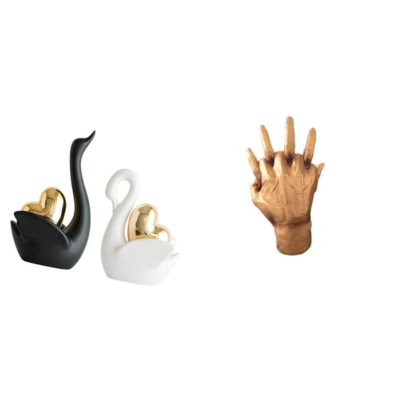 Swan Statue Hand Sculpture Animal Figurine Ceramic Material for Couple Bedroom Shelf Living Room Decor