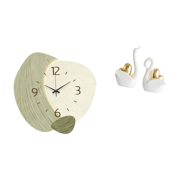 Swan Statue Wall Clock Ceramic Silent Function for Modern Home Decor Office Bedroom Kitchen Shelf