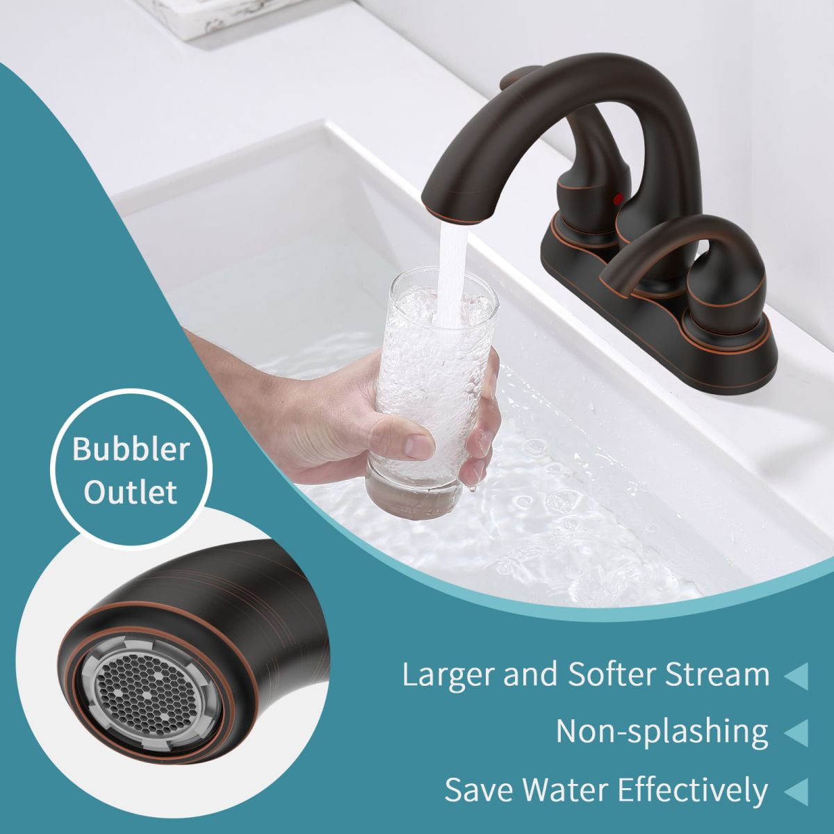 Swan Style 2-Handle Oil Rubbed Bronze Bathroom Faucet with Aerator, 4 ...