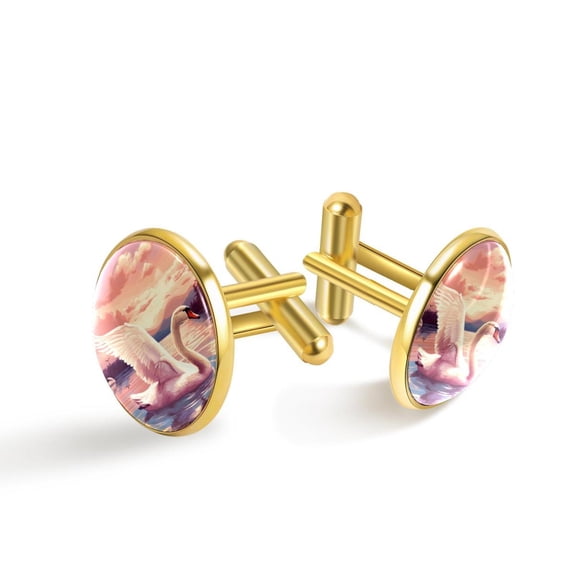 Swan Stylish Attire Enhancer: Mens Cufflink Set, Stainless Steel Silver Jewelry for Formal Wear and Special Occasions