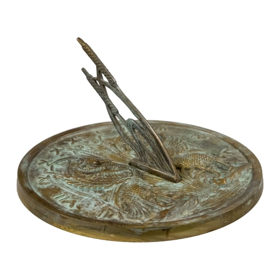 Rome Brass Swan Sundial, Verdigris, 10.25" dia.