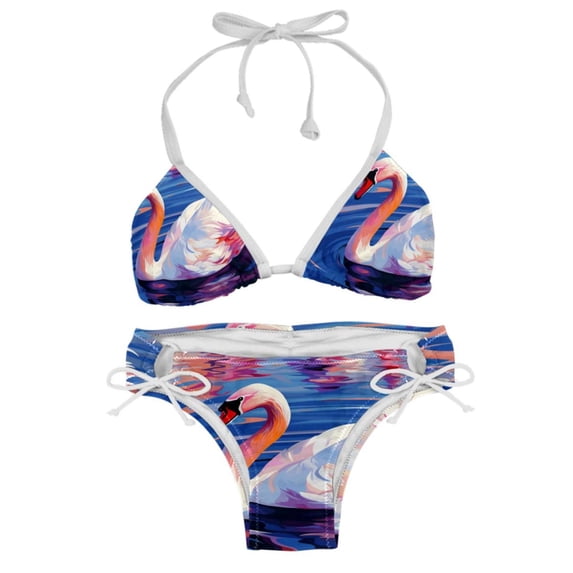 Swan Swim Wear Bikini Set with Detachable Sponge & Adjustable Strap, Two-Pack for Versatile Swimming Suit Styles