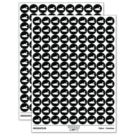 Swan Swimming Solid 200+ Round Stickers - Black - Matte Finish - 0.50" Size