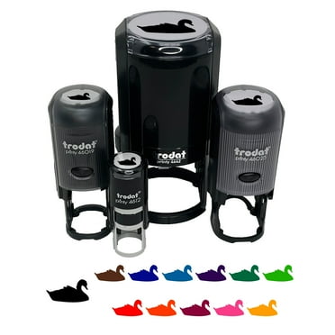 Swan Swimming Solid Self-Inking Rubber Stamp Ink Stamper - Black Ink - Mini 1/2 Inch
