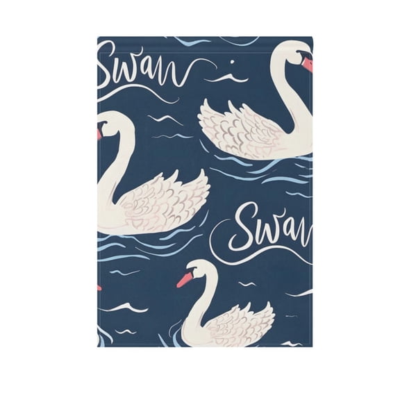 Swan Swimming on River Garden Flag House Banner 12" x 18" Double Sided Outdoor Yard Decoration
