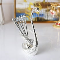 Swan-Themed Stainless Steel Tableware Set - Coffee Spoons & Fruit Forks with Storage Rack, Elegant Dessert Utensils, Perfect Gift for Home/Kitchen,B,3*2*6.1in