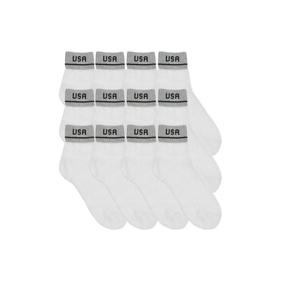 Swan Unisex Quarter Socks with USA Logo (12-Pairs)