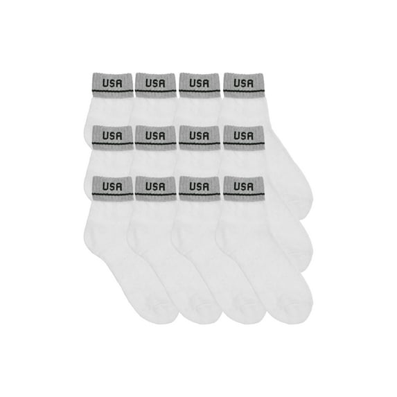 Swan Unisex Quarter Socks with USA Logo (12-Pairs)