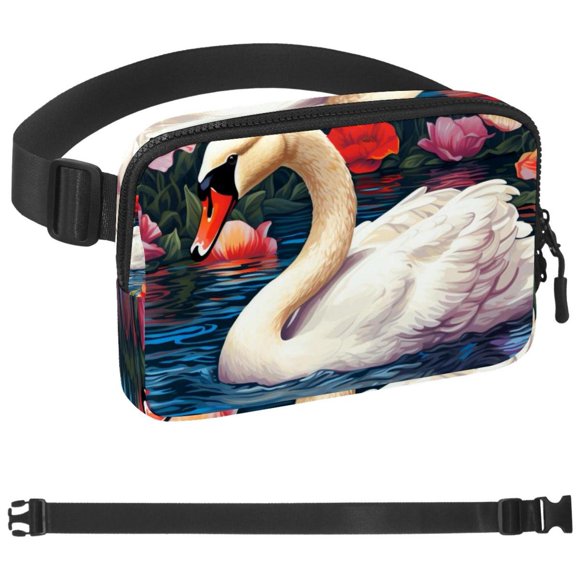 Swan Waist Pack for Running Fanny Pack for Women and Men Crossbody Belt Bag Bum Bag with Adjustable Strap for Sports