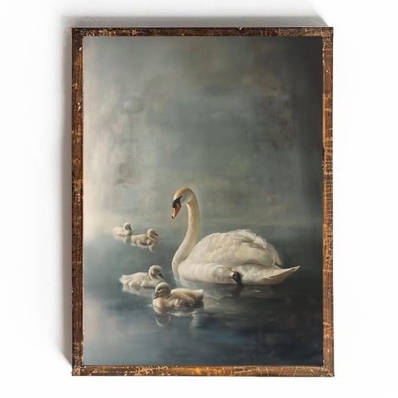 Swan Wall Art Cottagecore Swan Decor Vintage Swan Poster Dark Academia Wall Art Moody Bathroom Decor English Country Decor French Country Art, 16x24 UNFRAMED