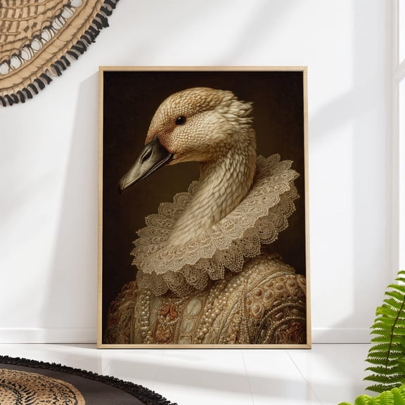 Swan Wall Art Victorian Renaissance Animal Portrait Classic Decor Unframed Paper Print